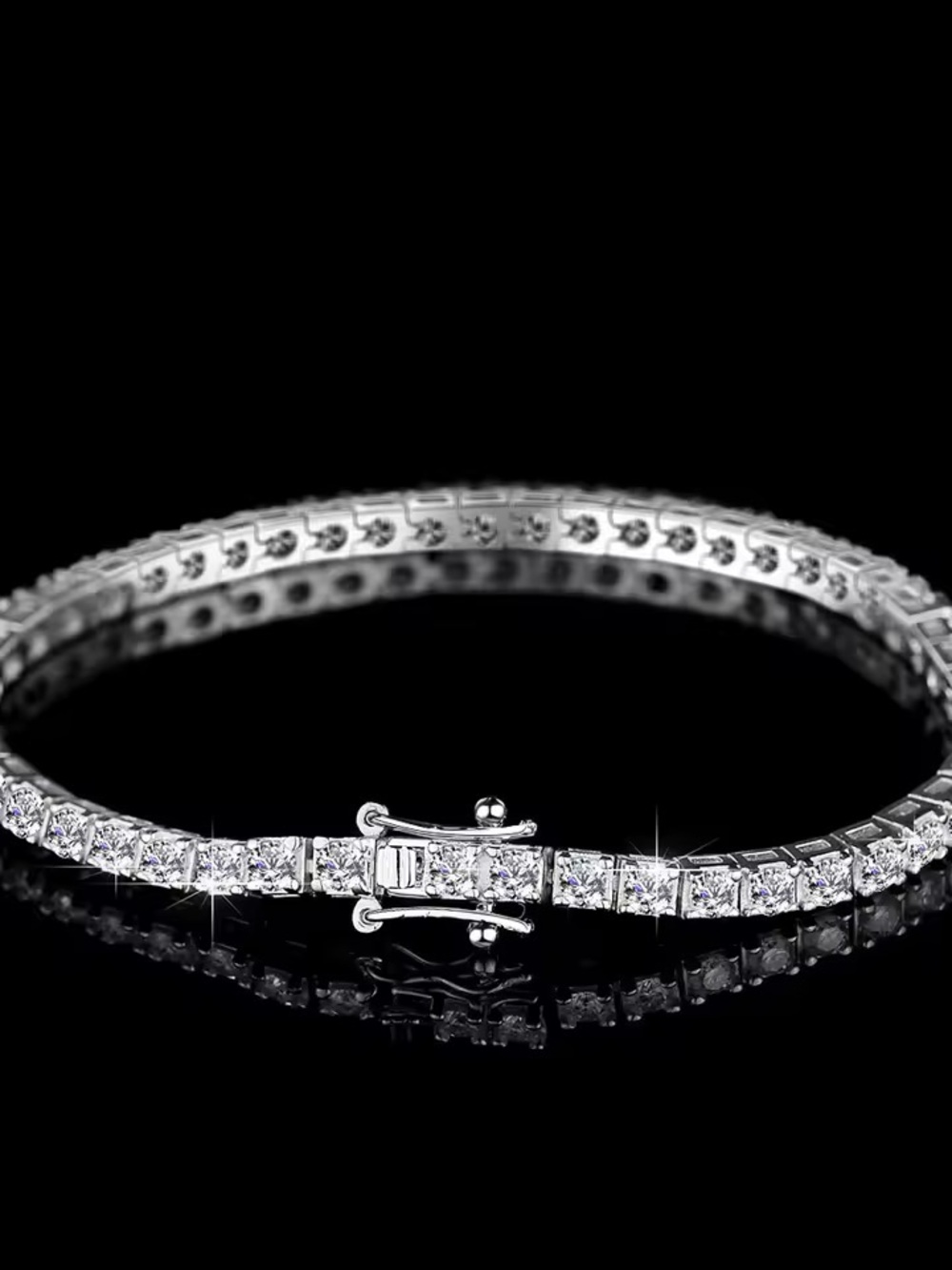 Silver Moissanite Tennis Bracelet 4MM 6Inch